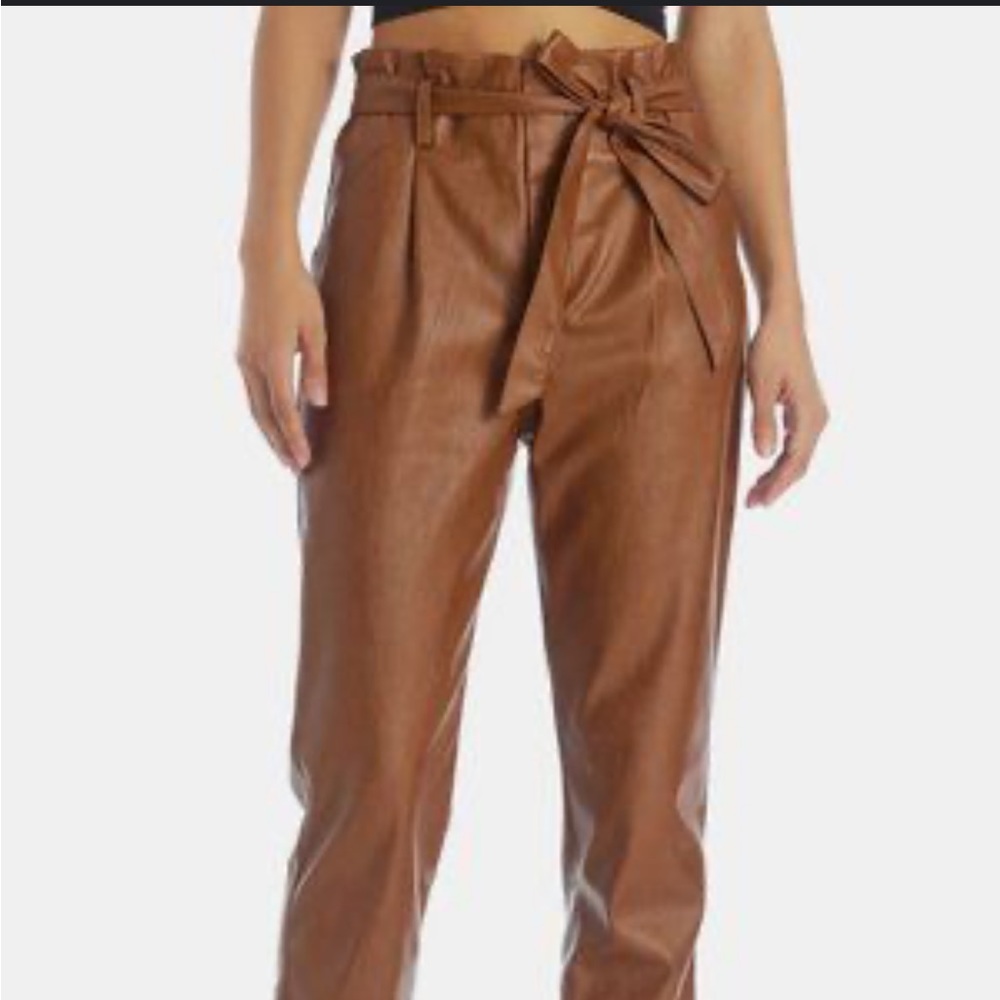 Lucy Paris Alaina Faux Leather Pants Cognac Brown EUR 40 US Meduim. New w/o tags